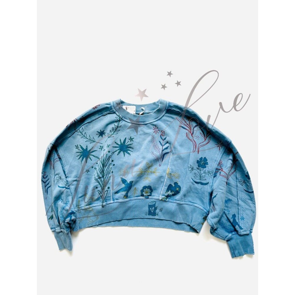FREE PEOPLE Gaia Sweatshirt In Folk Combo NWT - Picture 2 of 7